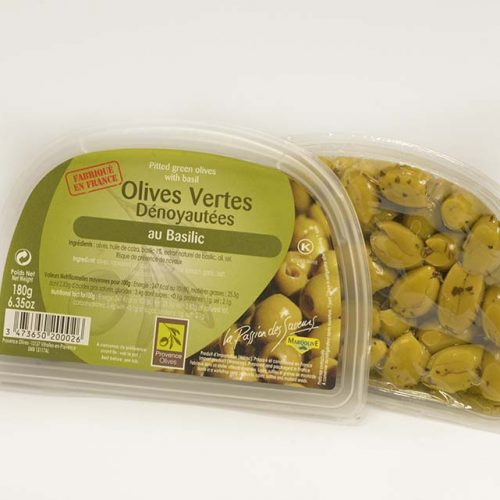 Olives Vertes Dénoyautées au Basilic