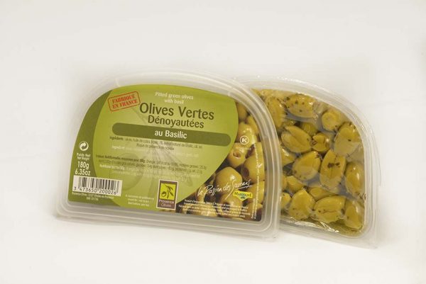 Olives Vertes Dénoyautées au Basilic