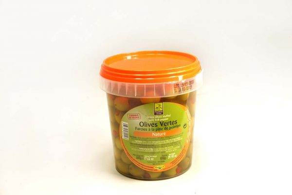 Olives Vertes Farcies à la pâte de Poivron